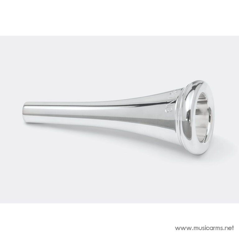 Shiny silver trumpet mouthpiece on a white background, lying horizontally ขายราคาพิเศษ