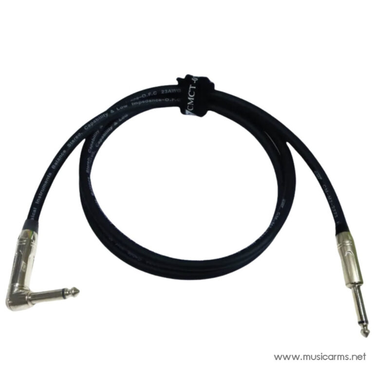 1/4-inch instrument cable with right-angle plug on one end and straight plug on the other, black with metal connectors. ขายราคาพิเศษ