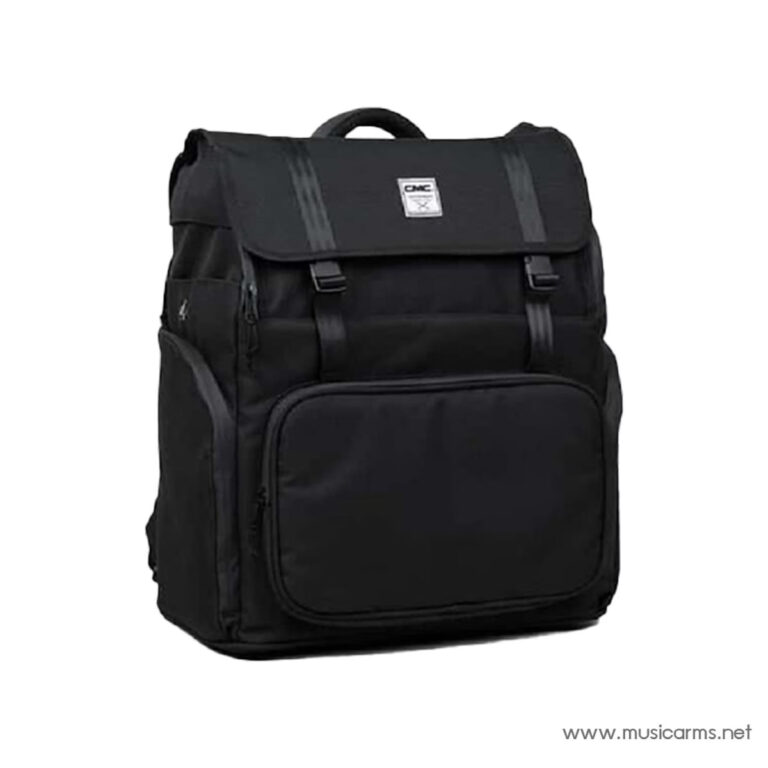 Black backpack with a front zipper pocket, top flap, and reinforced carrying handle (stylized for everyday use). ขายราคาพิเศษ