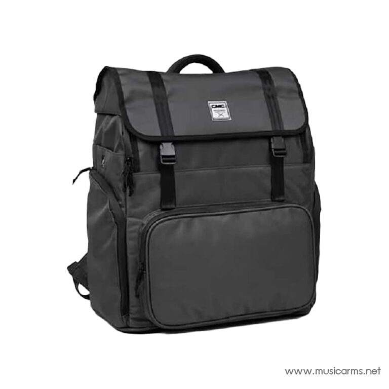 Dark gray backpack with a large front pocket, top flap, and side pockets for gear storage. ขายราคาพิเศษ
