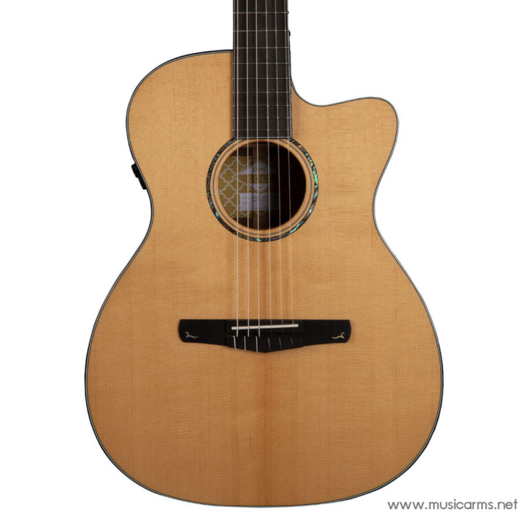 Natural wood acoustic guitar with a single cutaway and six strings on a warm finish. ขายราคาพิเศษ
