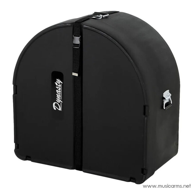 Black curved hard-shell drum case with a top strap, silver latches, and a side branding patch reading Diamond ขายราคาพิเศษ