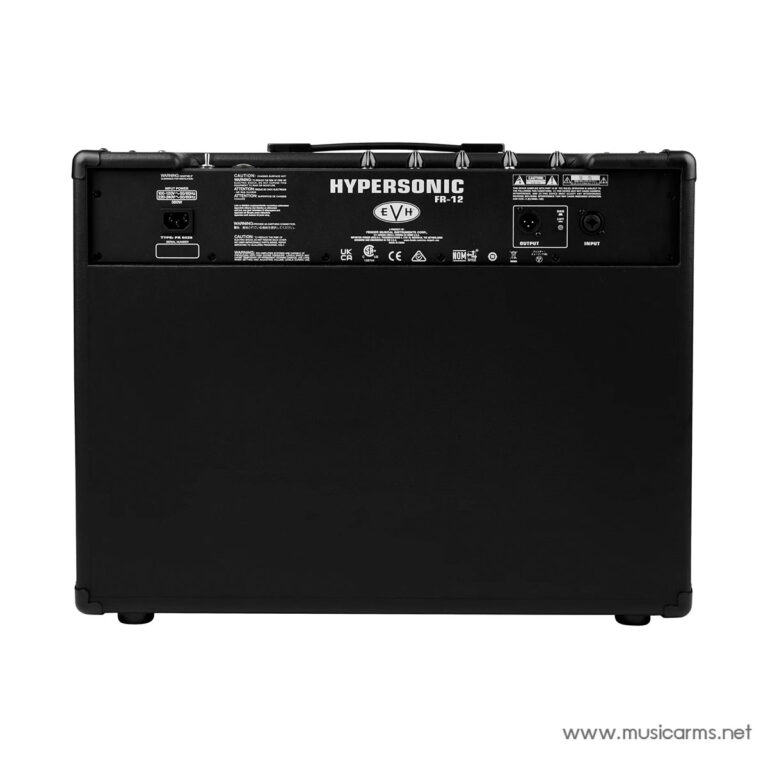 Back view of a Hypersonic FR-12 guitar amplifier showing control panel and I/O connectors on top, with MusicArms.net watermark in corner ขายราคาพิเศษ