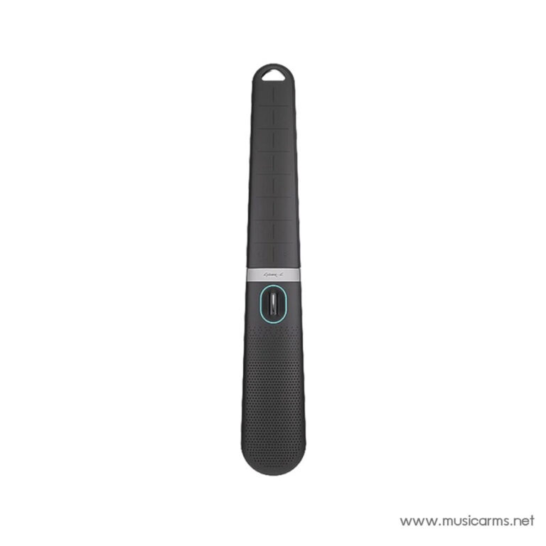 Slim black wireless handheld device with textured grip and teal accent ring around a control area, likely a microphone transmitter or remote-style gadget. ขายราคาพิเศษ