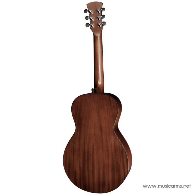 Back view of a brown wooden acoustic guitar showing the neck and headstock against a white background. ขายราคาพิเศษ