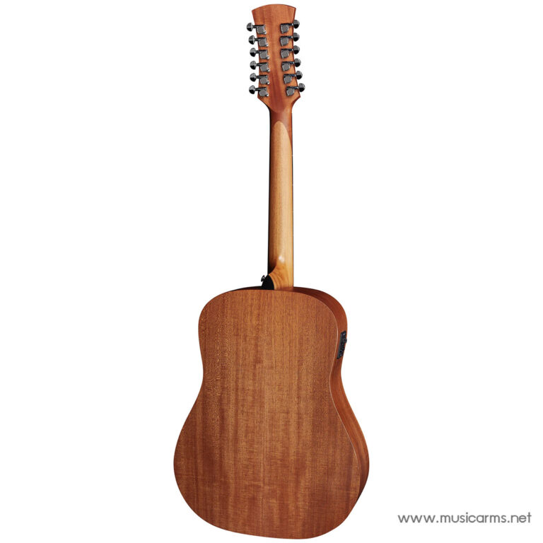 Back view of a warm brown 12-string acoustic guitar, showing the neck and headstock with twelve tuning pegs. ขายราคาพิเศษ