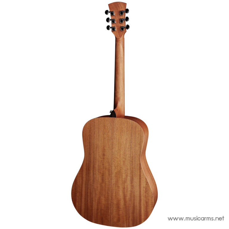 Back view of a wooden acoustic guitar against a white background, showing the neck and body. ขายราคาพิเศษ