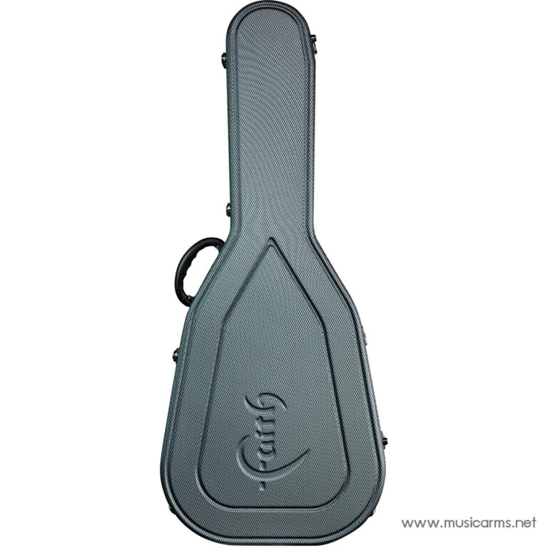 Teal textured hard-shell guitar case with a top neck section and side carrying handle, standing upright. ขายราคาพิเศษ