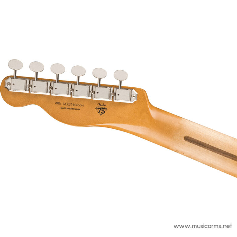 Close-up of a guitar headstock with six tuning pegs on a maple neck. ขายราคาพิเศษ