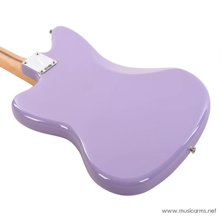 Back view of a glossy lavender electric guitar body showing the neck joint and chrome plate ขายราคาพิเศษ