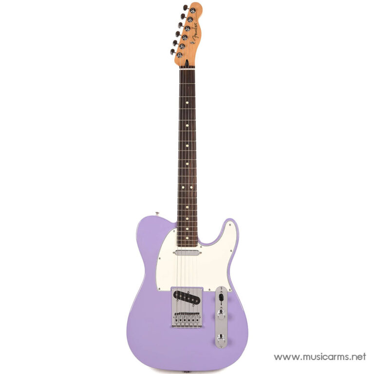 Lavender purple Fender-style electric guitar with a white pickguard and chrome hardware. ขายราคาพิเศษ