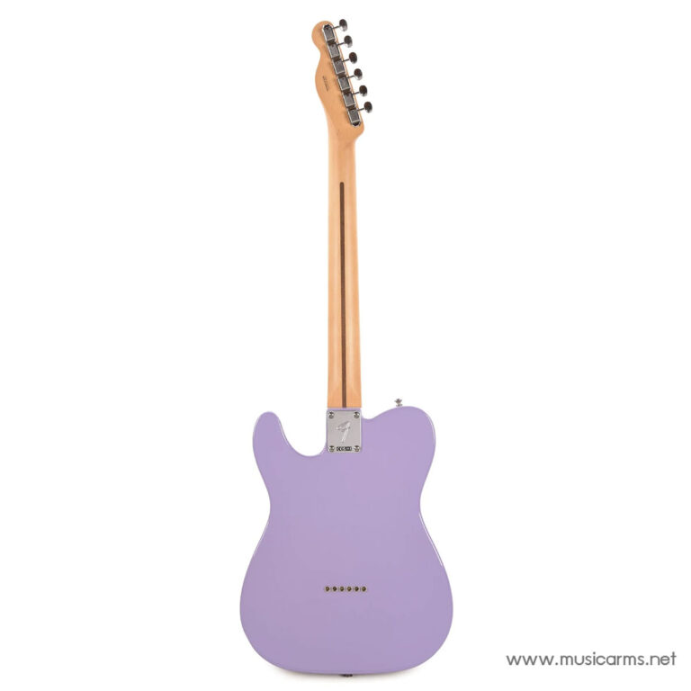 Rear view of a lavender purple electric guitar with a maple neck and silver neck plate, showing the back of the body. ขายราคาพิเศษ