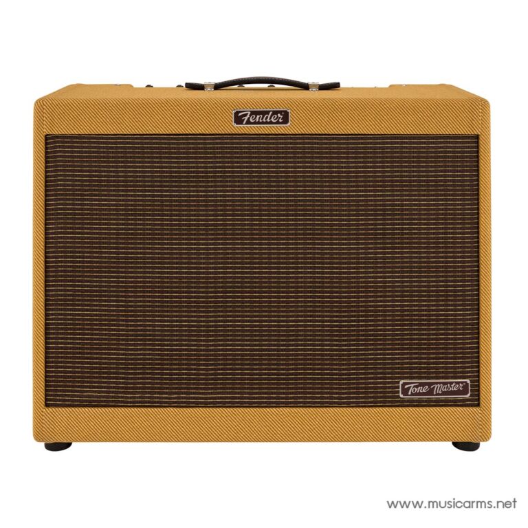 Orange Fender Tone Master guitar amplifier with brown grille cloth, front view and handle on top ขายราคาพิเศษ
