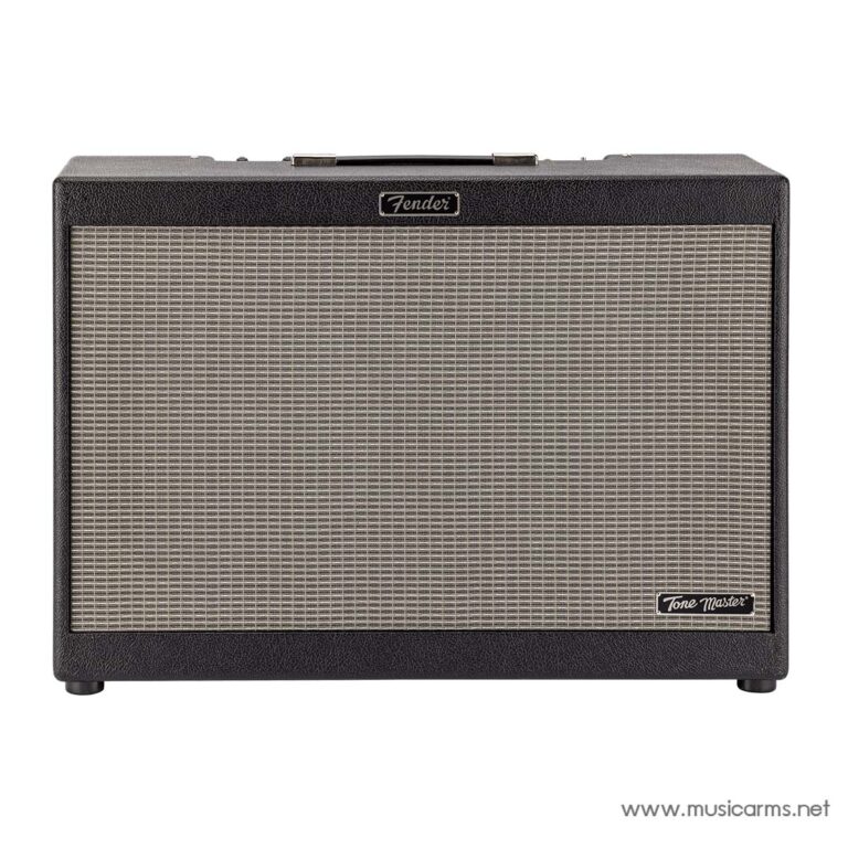 Black Fender Tone Master guitar amplifier cabinet with a beige grille, Fender logo centered on top and Tone Master badge bottom-right; on small feet. ขายราคาพิเศษ