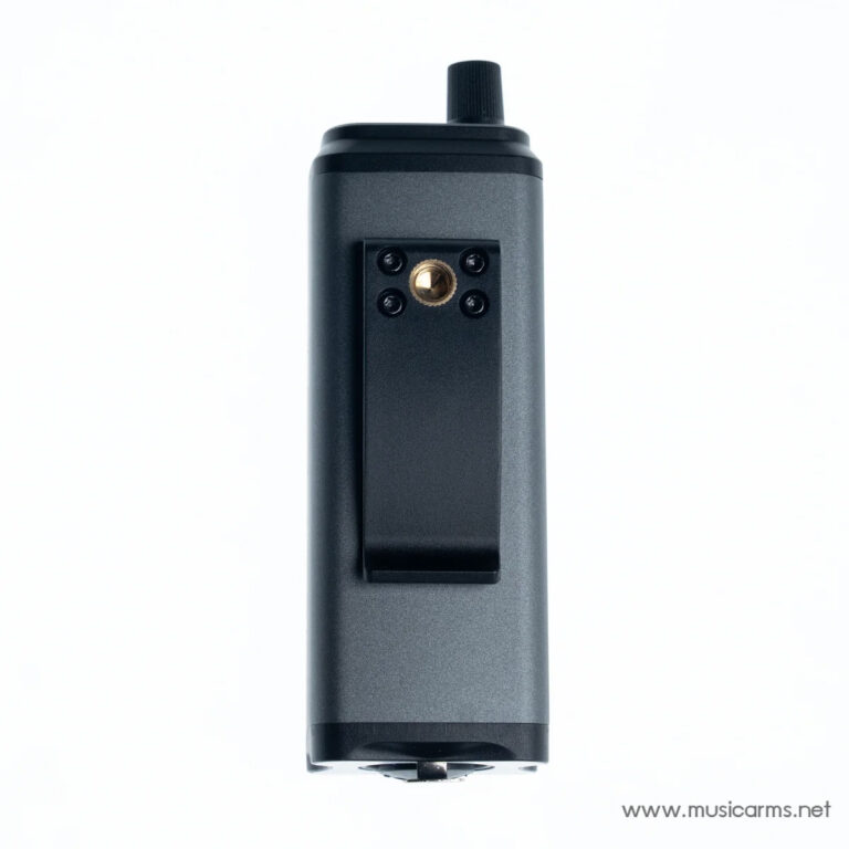 Side view of a black electronic device with a small brass connector on a square plate, set against a white background. ขายราคาพิเศษ