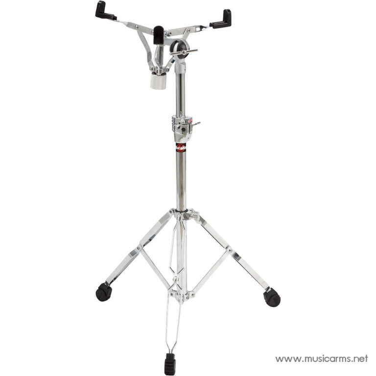 Adjustable chrome drum stand with a three-legged tripod base and a top yoke for mounting a snare or cymbal accessory. ขายราคาพิเศษ