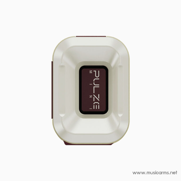 White rounded rectangular handheld device with a burgundy central screen displaying vertical 'MUSIC' text on a light backdrop. (Product image from musicarms.net) ขายราคาพิเศษ