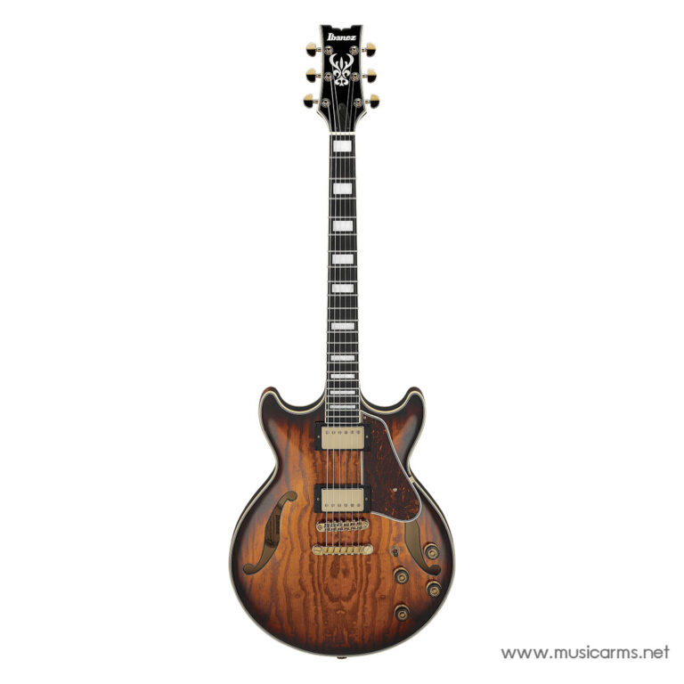 Ibanez electric semi-hollow guitar in a warm sunburst finish with gold hardware and block inlays on the fretboard ขายราคาพิเศษ