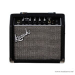 Small black guitar amplifier with a woven grille, chrome control knobs, and the 'Kazuki' logo on the front panel (KA-15 model). Watermark shows www.musicarms.net in the corner. ลดราคาพิเศษ