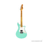 Teal Fender‑style electric guitar with a maple neck, white pickguard, three pickups, and a tremolo bridge on a white background. ขายราคาพิเศษ