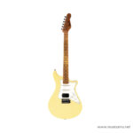 Yellow Strat-style electric guitar with a white pickguard and maple neck on a white background. ขายราคาพิเศษ