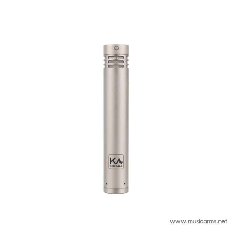 Silver cylindrical studio microphone standing upright with a metal grille at the top, on a white background (recording/vocal microphone). ขายราคาพิเศษ