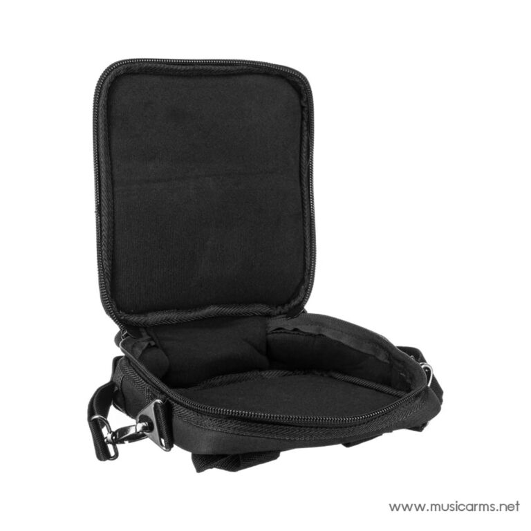 Open black zippered carrying case with padded interior and detachable strap. ขายราคาพิเศษ