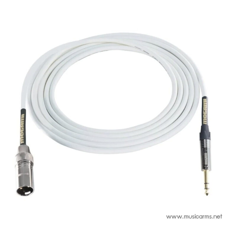 White XLR female to 1/4-inch TRS audio cable, coiled for easy routing ขายราคาพิเศษ