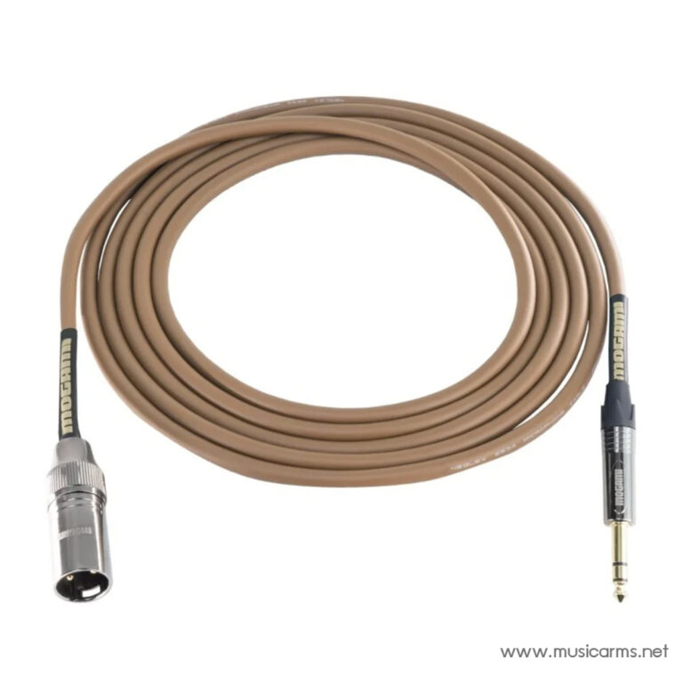 Brown audio cable with an XLR connector on the left and a 1/4-inch plug on the right, coiled. ขายราคาพิเศษ