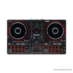 Dual‑deck Numark DJ controller with Serato branding, large red‑rimmed jog wheels, central mixer, and 16 performance pads on each side. ขายราคาพิเศษ