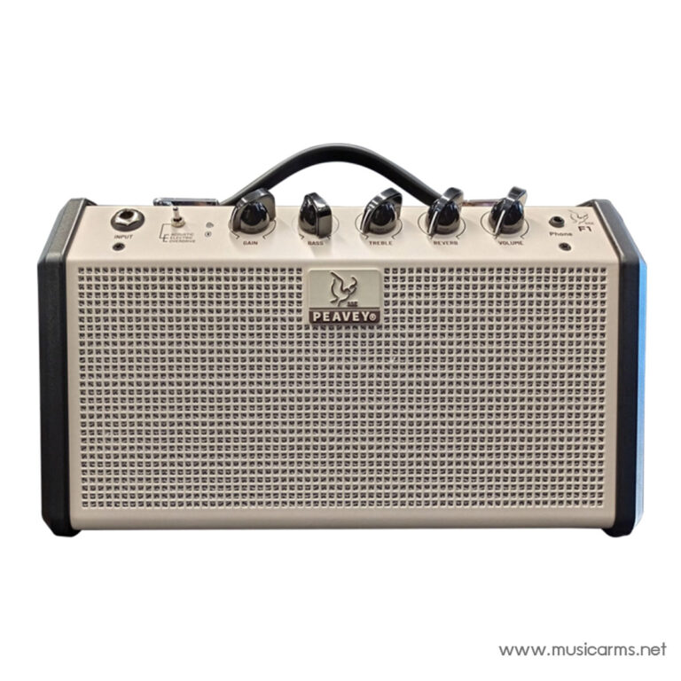 Portable cream-colored guitar amplifier with top-mounted knobs, a black handle, and a front speaker grille (Peavey). ขายราคาพิเศษ