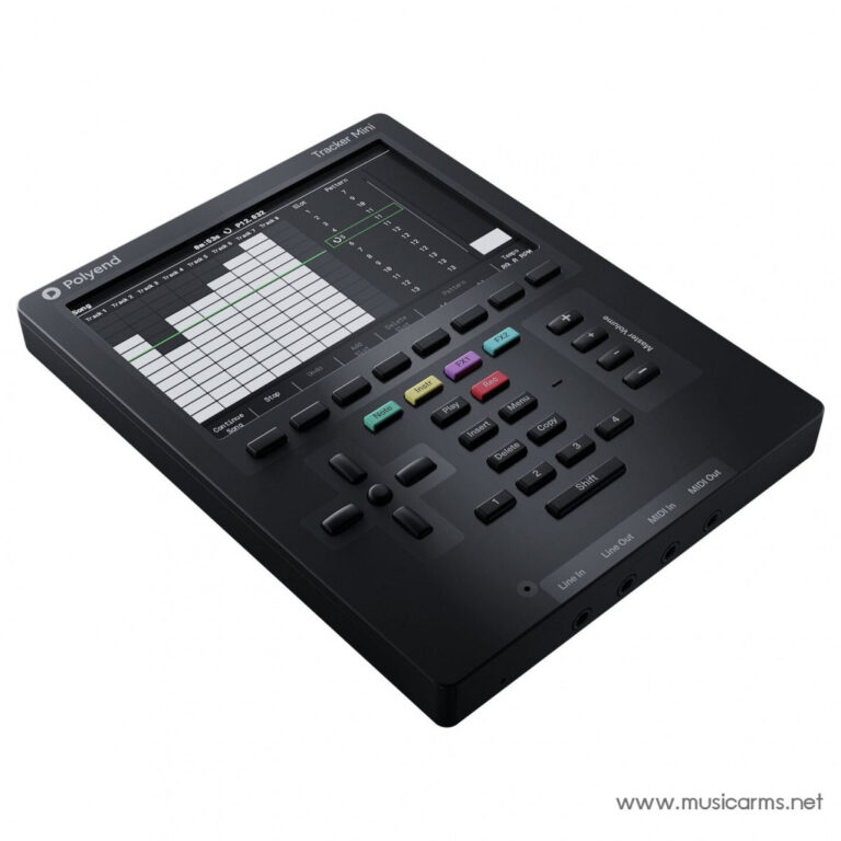 Polyend Tracker Mini music sequencer with a grid-based pattern editor and colorful function keys. ขายราคาพิเศษ