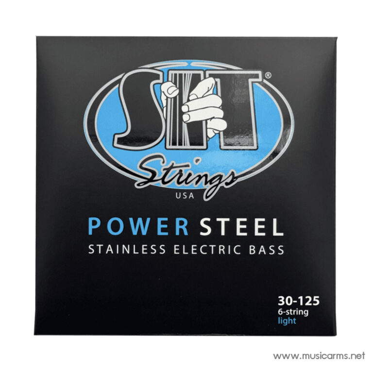 Packaging for STT Power Steel stainless electric bass strings (6-string, light gauge), box shows logo and product name ขายราคาพิเศษ