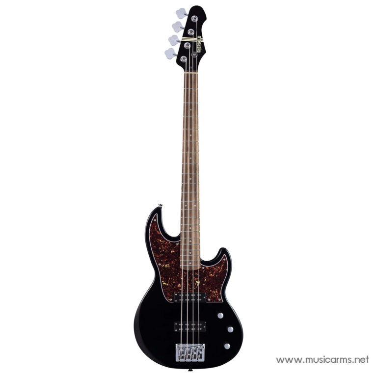 Black electric bass guitar with a tortoiseshell pickguard and chrome hardware, shown upright against a white background. ขายราคาพิเศษ