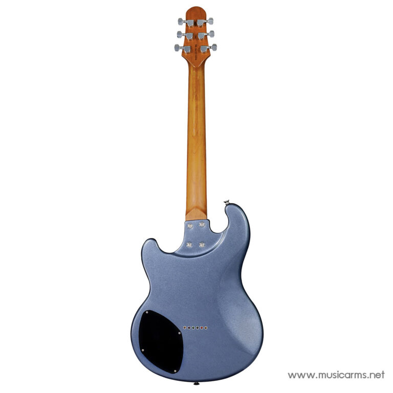 Rear view of a blue electric guitar with a natural wood neck, showing the back plate and six tuning pegs on the headstock. ขายราคาพิเศษ