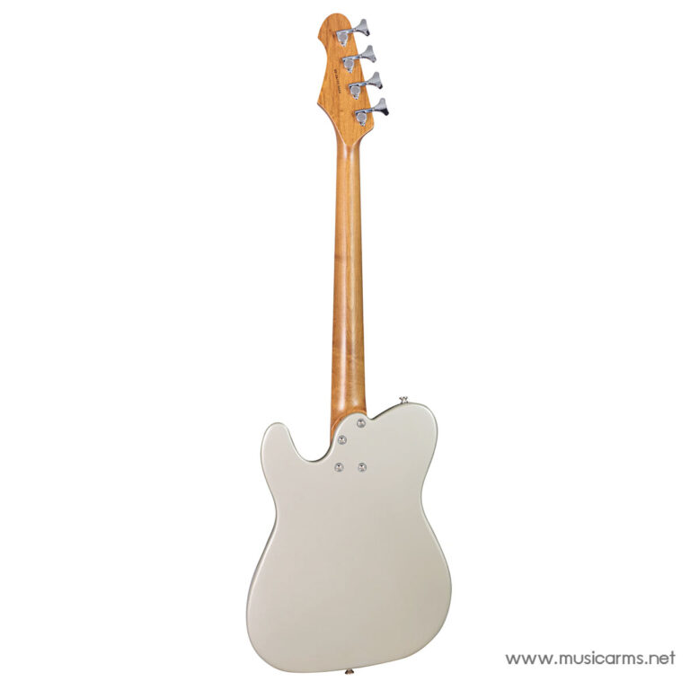 Back view of a cream-colored solid-body electric guitar with a natural wood neck and six tuning pegs on the headstock ขายราคาพิเศษ