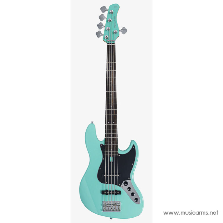 Teal electric guitar with a black pickguard and chrome hardware, full-length product photo ขายราคาพิเศษ
