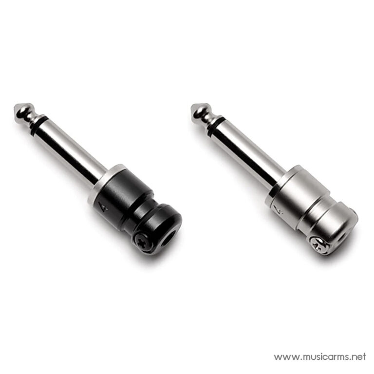 Two 1/4-inch audio jack adapters, one black and one silver, with short knurled ends. ขายราคาพิเศษ