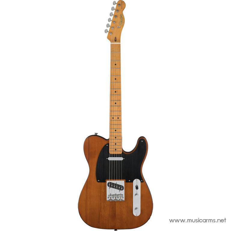 Electric Telecaster-style electric guitar with a sunburst maple neck and black pickguard on a white background ขายราคาพิเศษ
