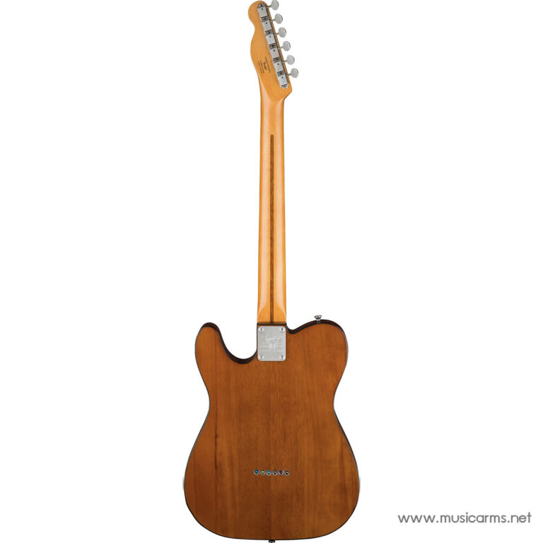 Back view of a sunburst electric guitar with a maple neck; chrome neck plate at the joint and string ferrules on the lower body. ขายราคาพิเศษ