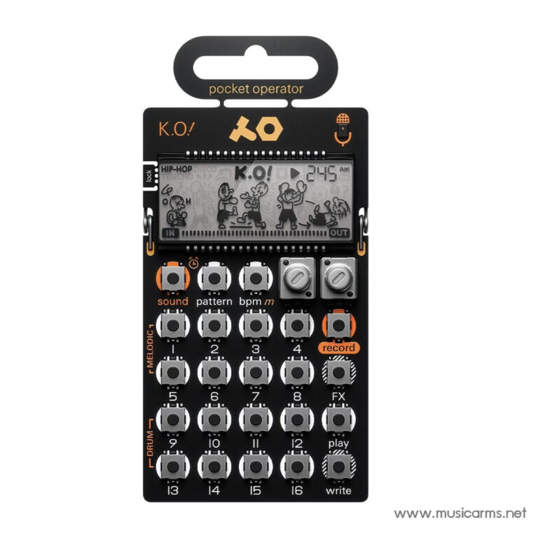 Pocket Operator K.O! handheld music sequencer with a grid of knobs and orange accents on a black body ขายราคาพิเศษ