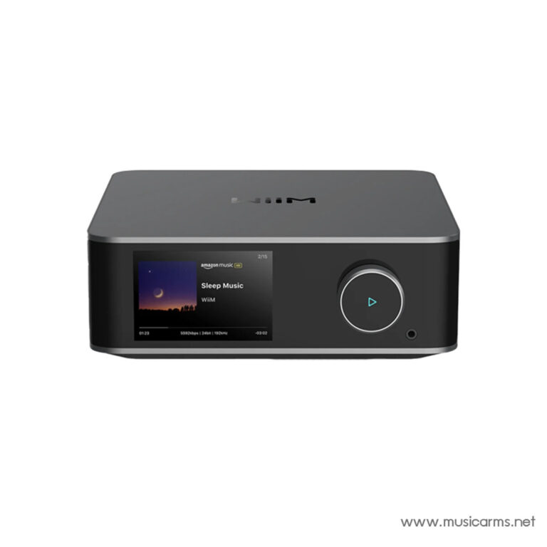 Front view of a compact black music player with a color touchscreen showing a Sleep Music track and a large circular play button on the right. ขายราคาพิเศษ