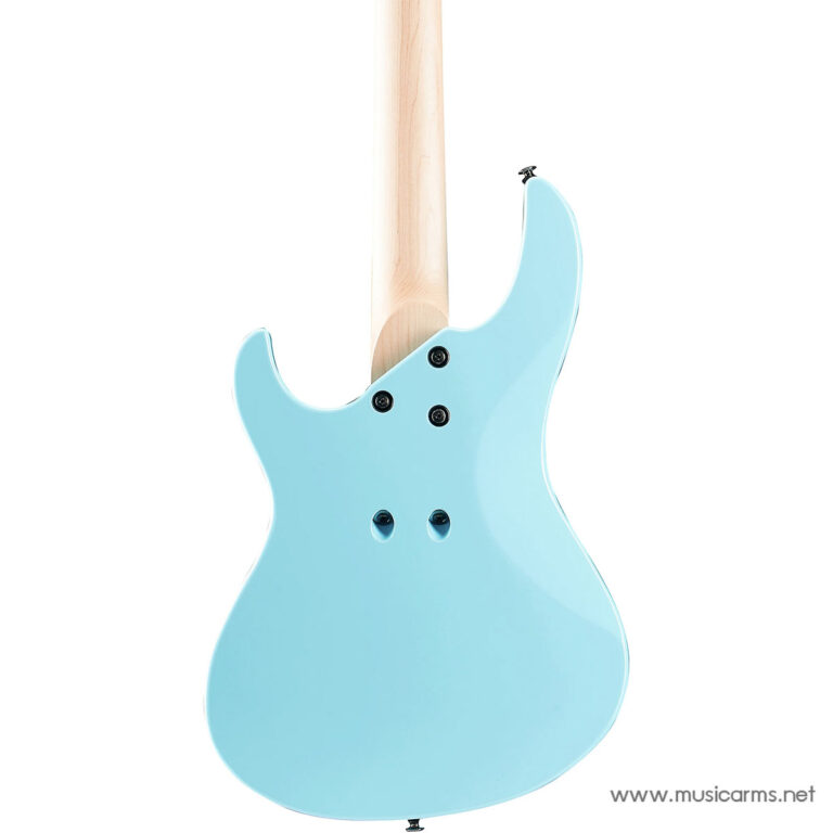 Back view of a light blue/turquoise electric guitar with a natural wood neck attached, shown from the body’s lower area with access cavities and mounting screws visible. ขายราคาพิเศษ
