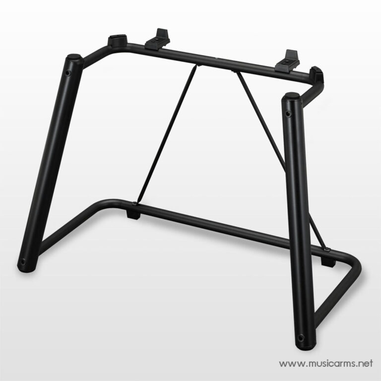 Black metal guitar stand in an A-frame design, empty and ready to hold a guitar against a white background. ขายราคาพิเศษ