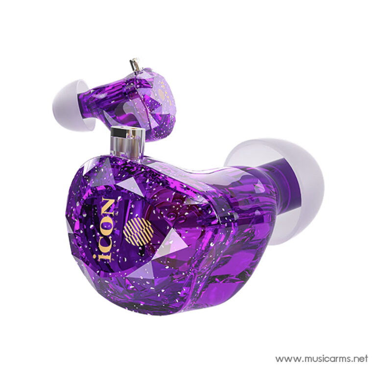 Purple gem-shaped perfume bottle with a spray nozzle, faceted crystal design, on a white background. ขายราคาพิเศษ