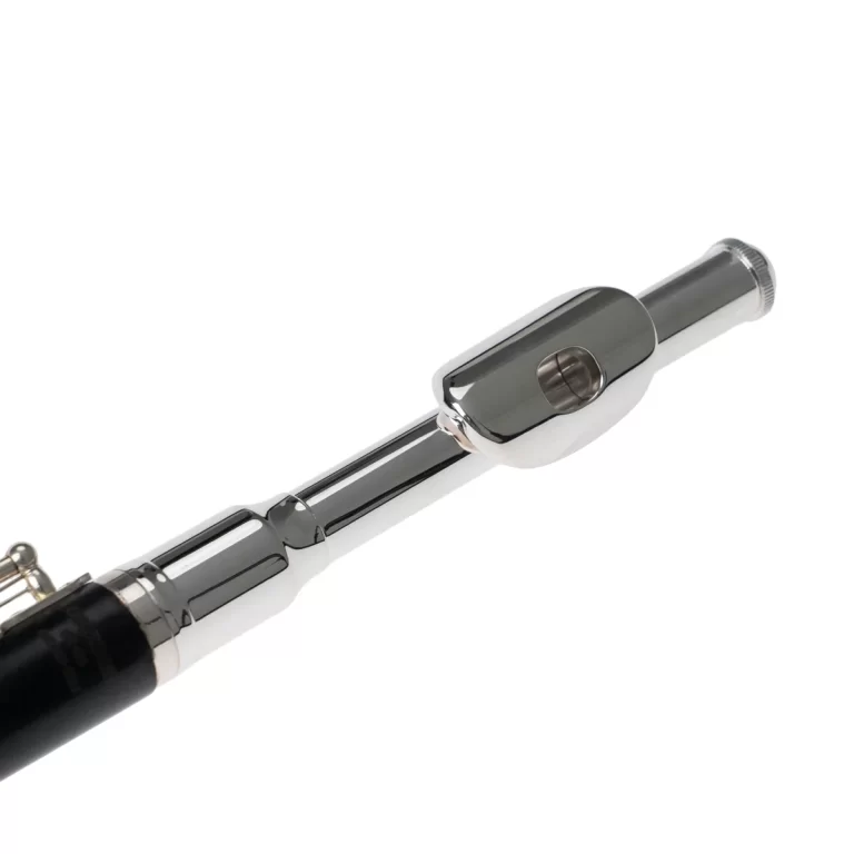 Close-up of a shiny chrome instrument adapter/clamp on a black shaft, featuring a cylindrical barrel with a side opening. ขายราคาพิเศษ