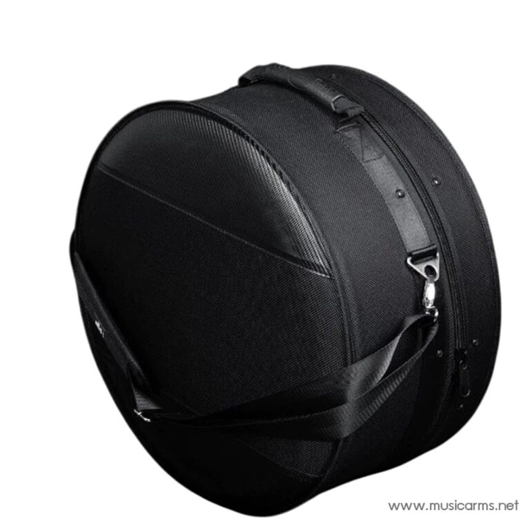 Black circular hard-shell instrument case with zipper closure and a shoulder strap for transport ขายราคาพิเศษ