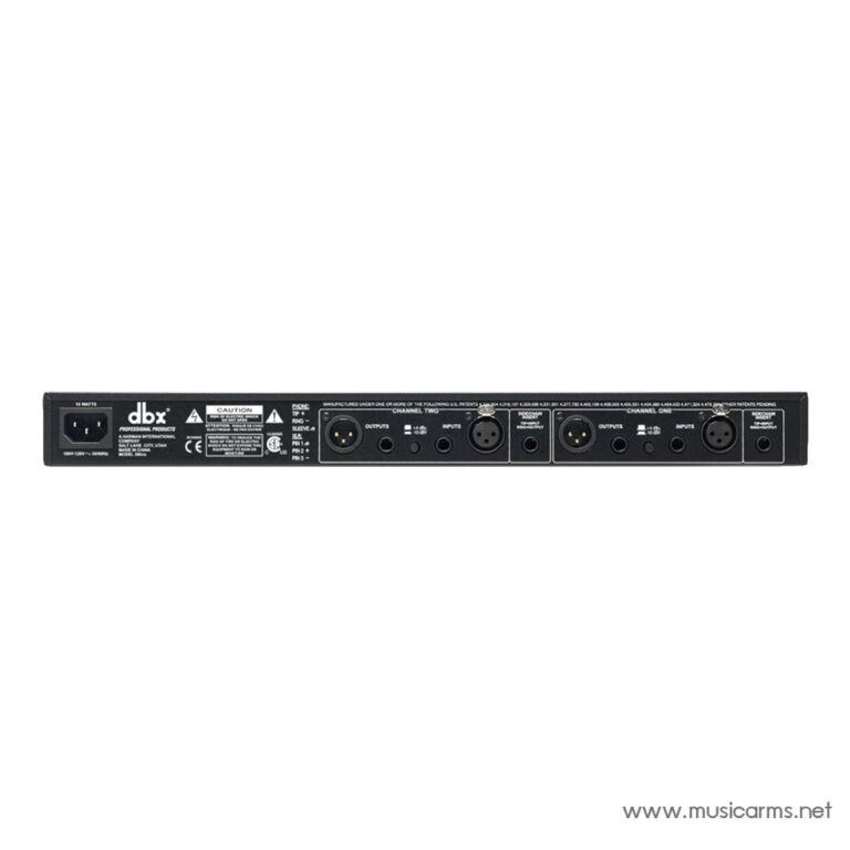 Rear panel of a dbx rackmount audio unit showing two channel inputs/outputs (XLR and TRS) and power connector ขายราคาพิเศษ