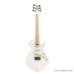 White electric guitar with a floral-pattern pickguard and maple neck. ลดราคาพิเศษ