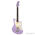 Purple Fender-style electric guitar with cream pickups and white pickguard, shown from the front. ลดราคาพิเศษ